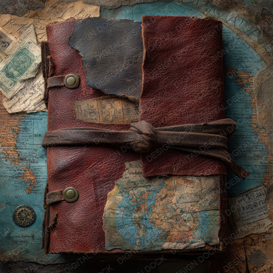Leather Travel Journal Digital Paper Pack (DDD007672)