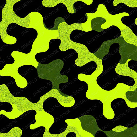 Lime Black Camo Pattern Digital Paper Pack (DDD008373)