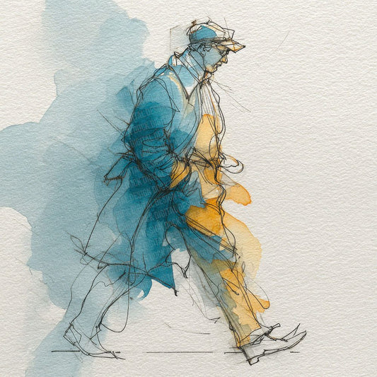 Line Figure Teal Wash Digital Paper Pack (DDD002365)