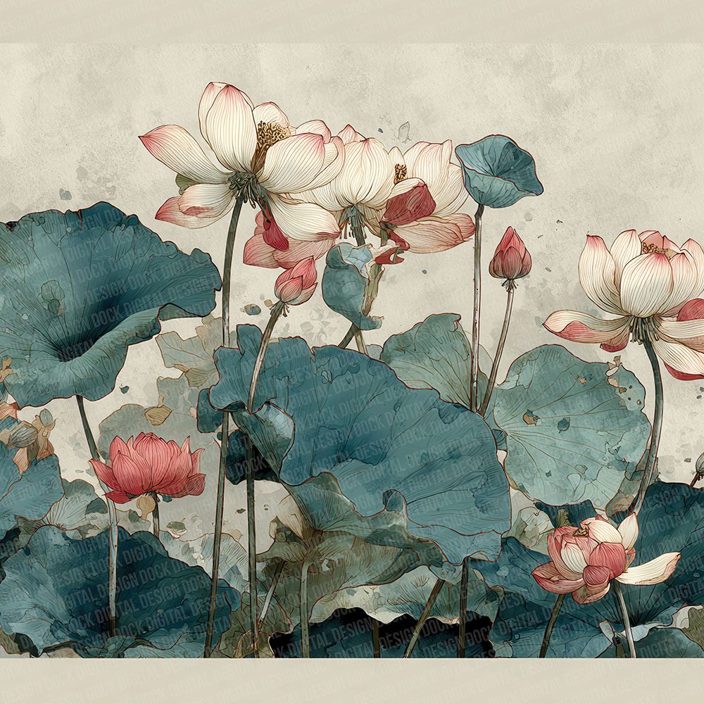 Lotus Symbolic Border Digital Paper Pack (DDD002392)