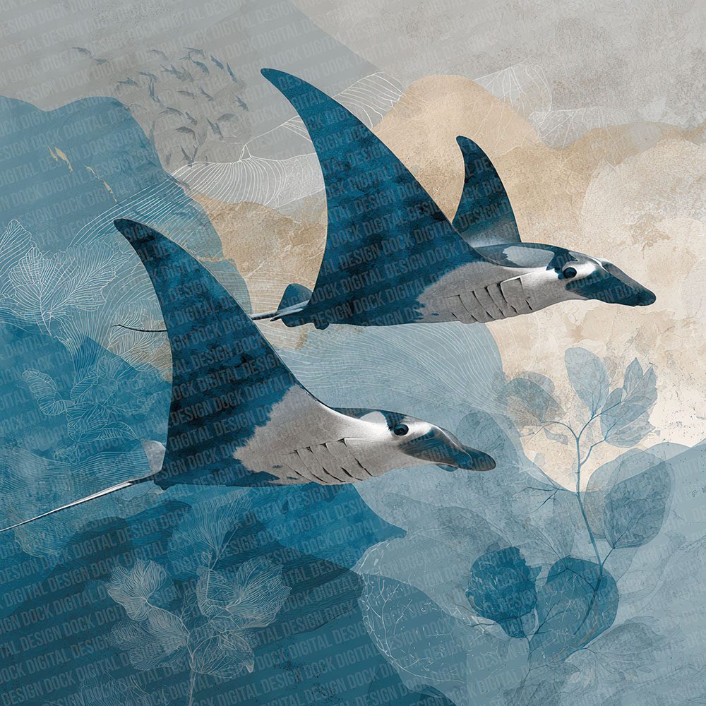Manta Ray Ocean Moodboard Digital Paper Pack (DDD002420)