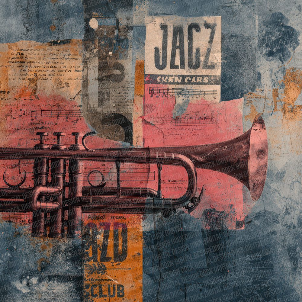 Midnight Jazz Collage Digital Paper Pack (DDD002511)
