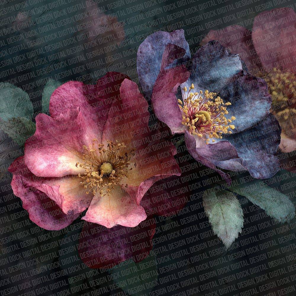 Midnight Rose Grunge Digital Paper Pack (DDD002512)