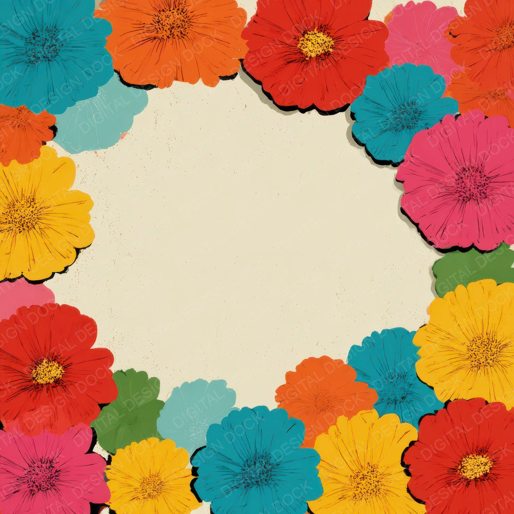Minimal Cartoon Floral Background Digital Paper Pack (DDD007860)