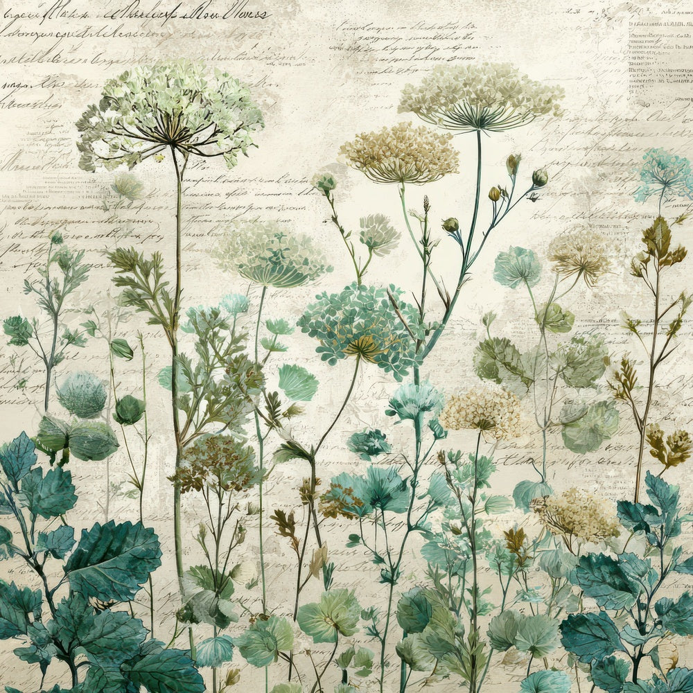 Mint Wildflower Linen Digital Paper Pack (DDD007678)