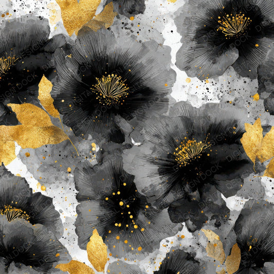 Monochrome Gold Bloom Digital Paper Pack (DDD008015)