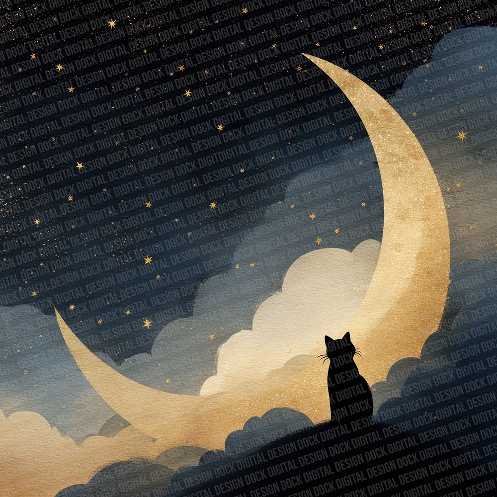 Moon Cat Shadow Digital Paper Pack (DDD002584)