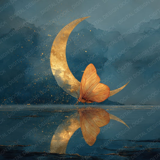 Moth Moon Reflection Digital Paper Pack (DDD007681)