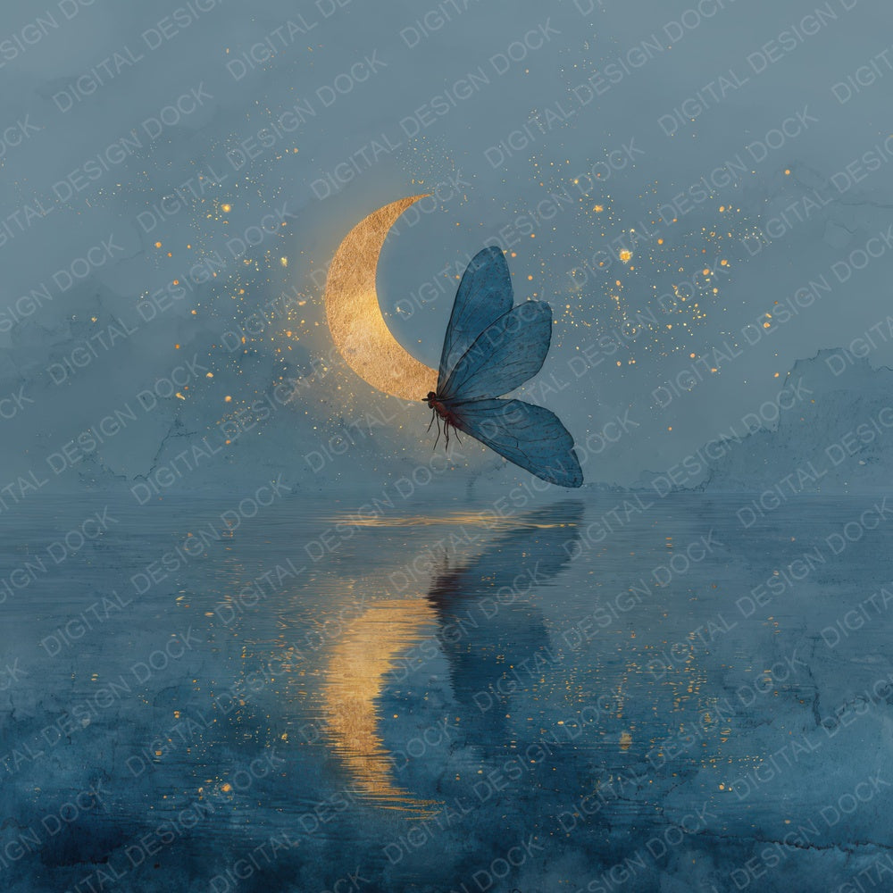 Moth Moon Reflection Digital Paper Pack (DDD007681)
