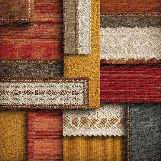 Mustard Cord Lace Patchwork Fabric Digital Paper Pack (DDD002644)