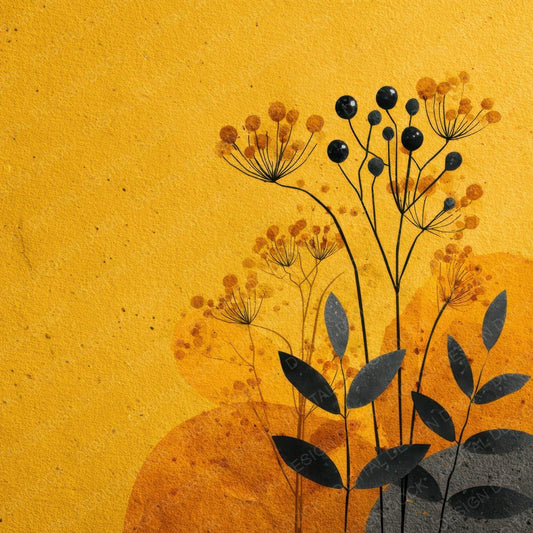 Mustard Floral Block Background Digital Paper Pack (DDD007757)