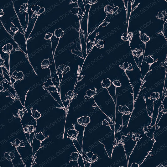 Navy Blush Outlines Digital Paper Pack (DDD008016)
