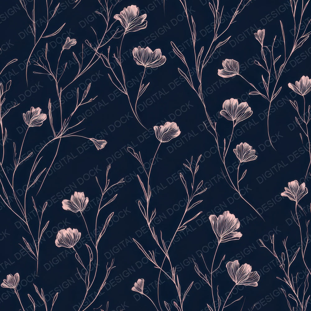 Navy Blush Outlines Digital Paper Pack (DDD008016)