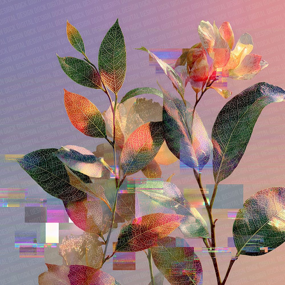 Neon Botanical Glitch Digital Paper Pack (DDD002677)