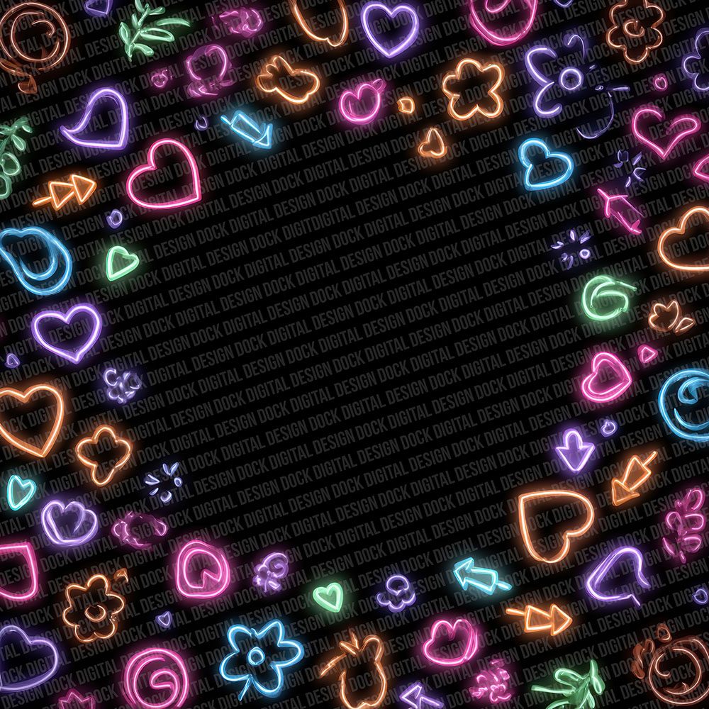 Neon Doodle Border Digital Paper Pack (DDD002685)
