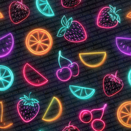 Neon Fruit Outline Digital Paper Pack (DDD002694)