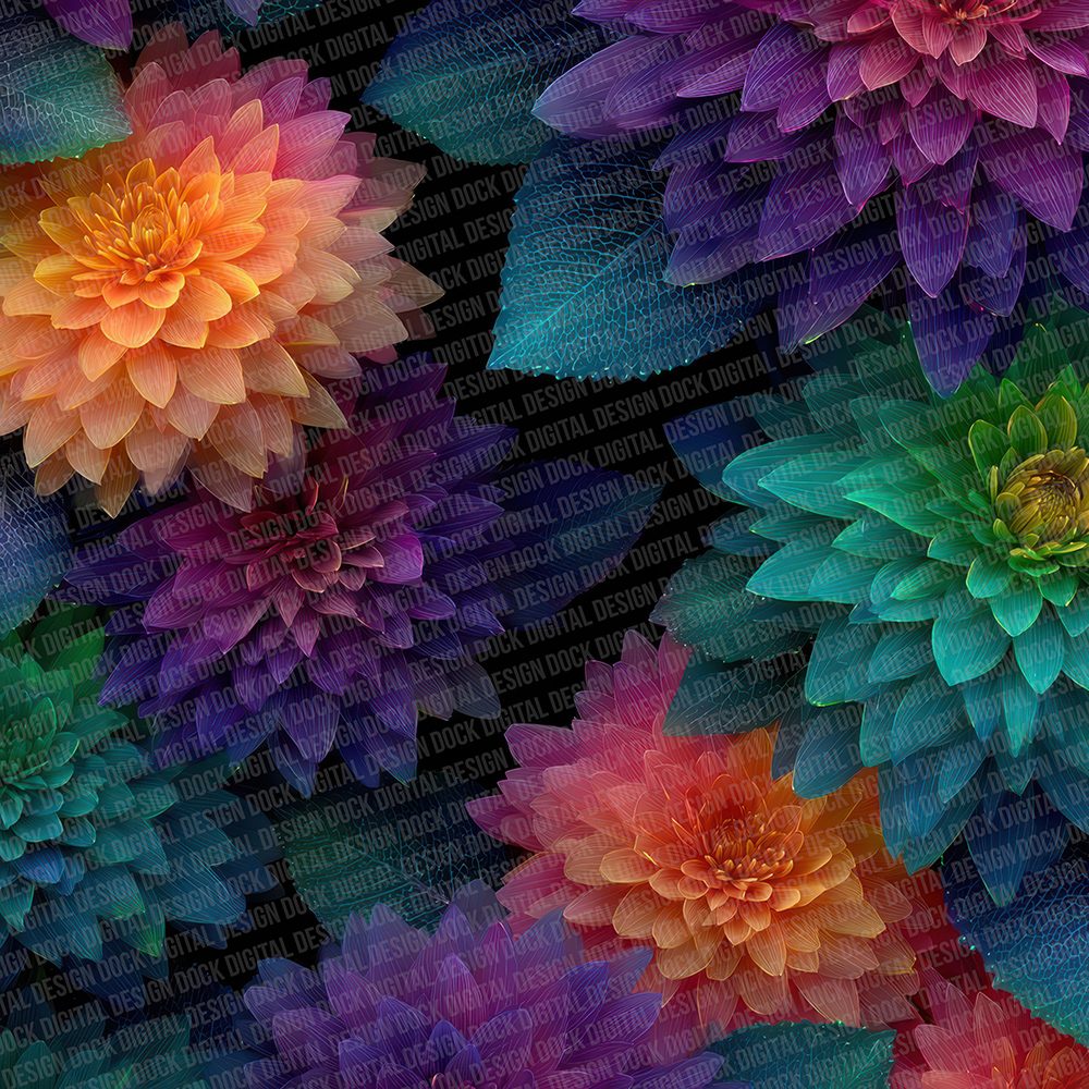 Neon Glow Florals Digital Paper Pack (DDD002698)