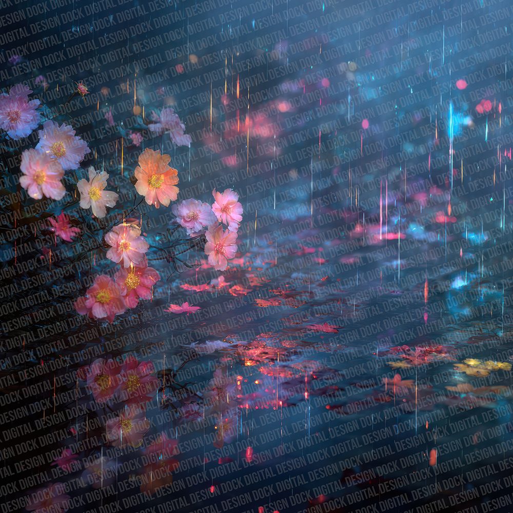 Neon Rain Bloom Digital Paper Pack (DDD002726)