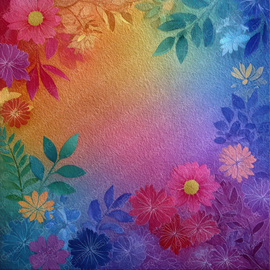 Neon Rainbow Floral Wash Background Digital Paper Pack (DDD007759)