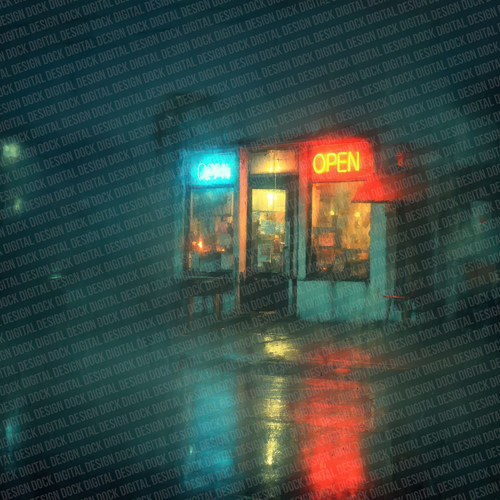 Neon Shopfront Open Fog Digital Paper Pack (DDD002732)