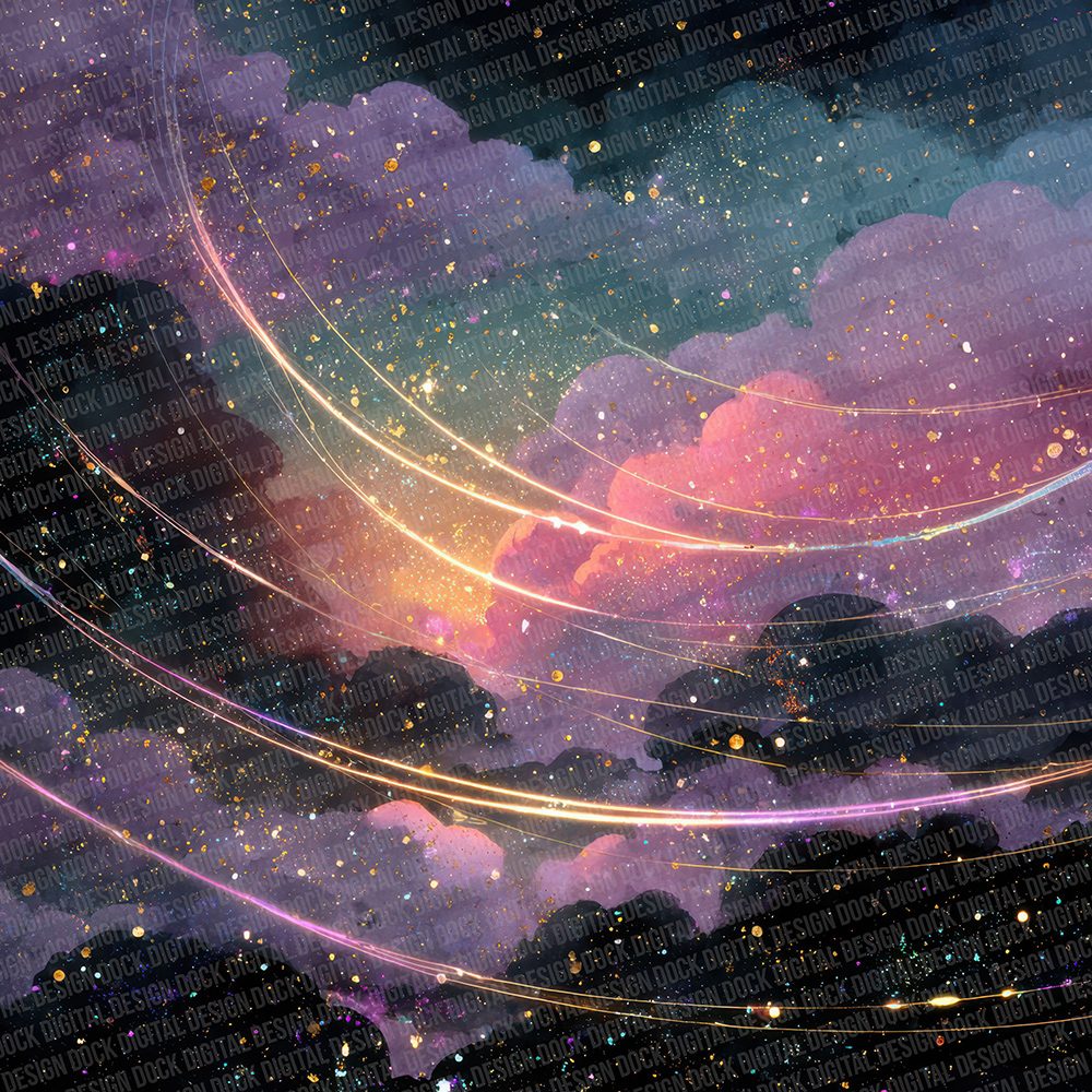 Neon Spiral Clouds Digital Paper Pack (DDD002734)