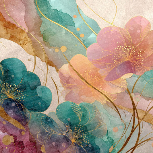 Nouveau Flow Art Layers Script Digital Paper Pack (DDD002771)