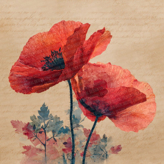 Offset Poppy Block Digital Paper Pack (DDD002802)