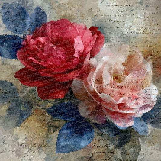 Offset Rose Script Digital Paper Pack (DDD002804)