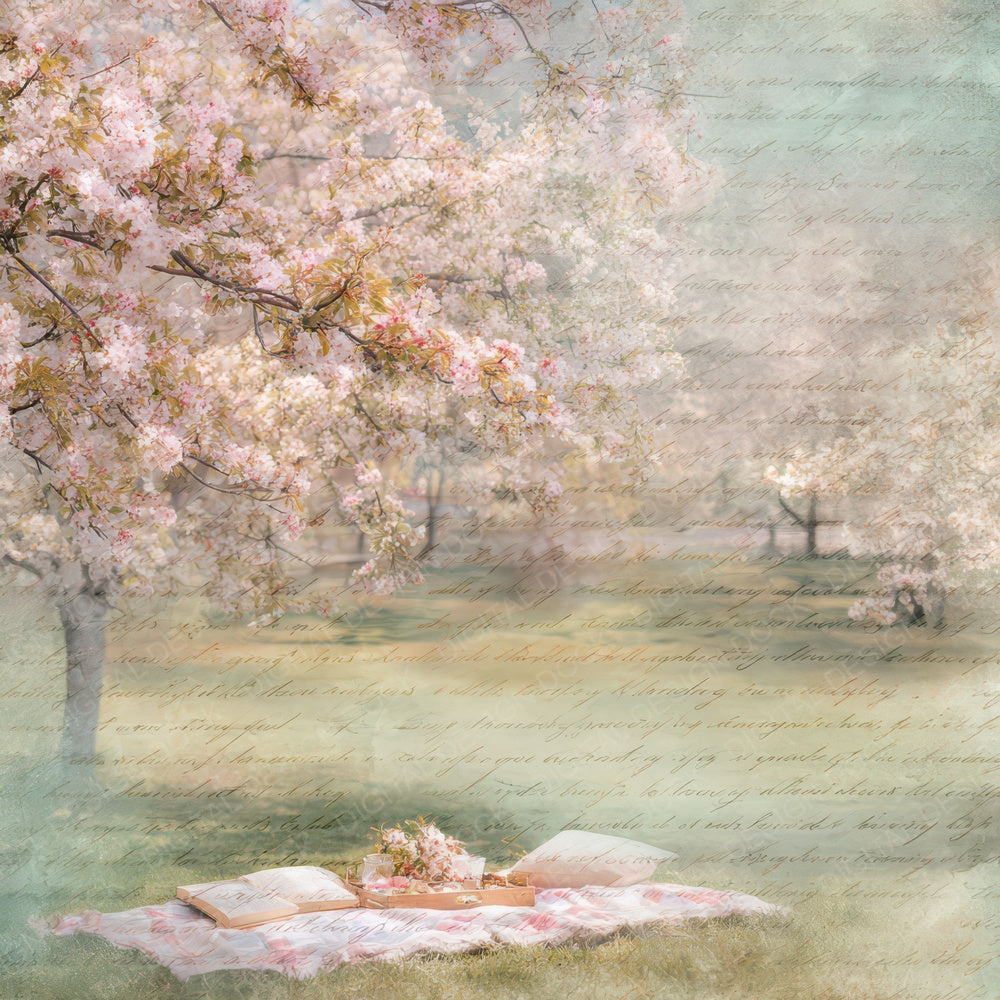 Old Blossom Picnic Scene Digital Paper Pack (DDD012225)