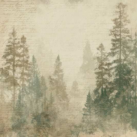 Old Cabin Window Forest Scene Digital Paper Pack (DDD012226)
