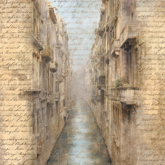 Old Canal Alleyway Scene Digital Paper Pack (DDD012227)