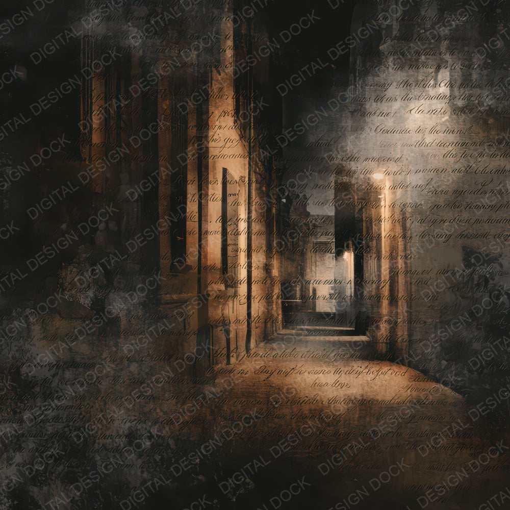 Old Dark Alley Night Scene Digital Paper Pack (DDD012288)