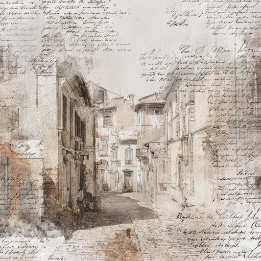 Old European Street Cobblestone Scene Digital Paper Pack (DDD008836)