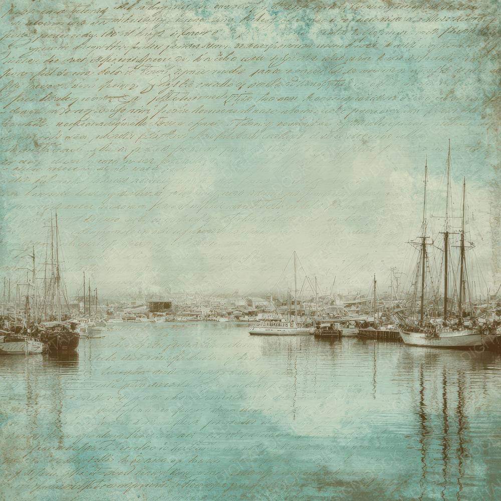 Old Harbor Boats Scene Digital Paper Pack (DDD008875)