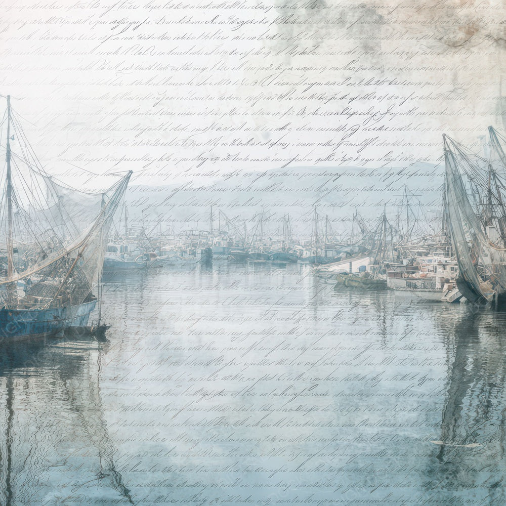 Old Harbor Fishing Nets Scene Digital Paper Pack (DDD012230)