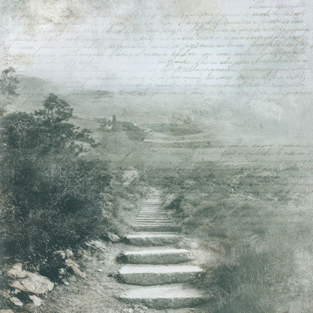 Old Hillside Staircase Scene Digital Paper Pack (DDD012231)
