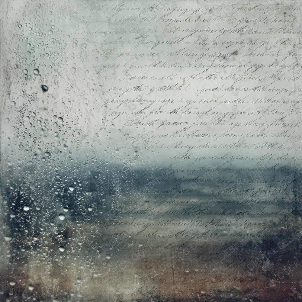 Old Rain Window Landscape Scene Digital Paper Pack (DDD012317)