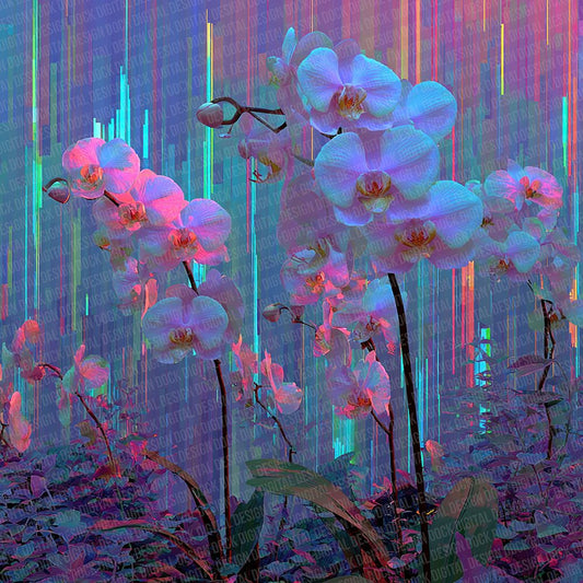 Orchid Pulse Botanical Glitch Digital Paper Pack (DDD002834)