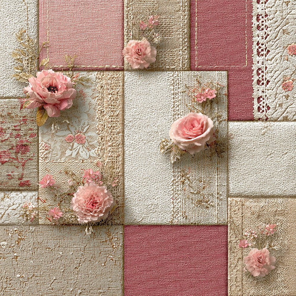 Parisian Pink Shabby Patchwork Fabric Digital Paper Pack (DDD002901)