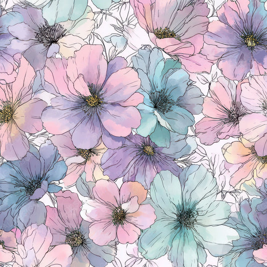 Pastel Ink Florals Digital Paper Pack (DDD008021)