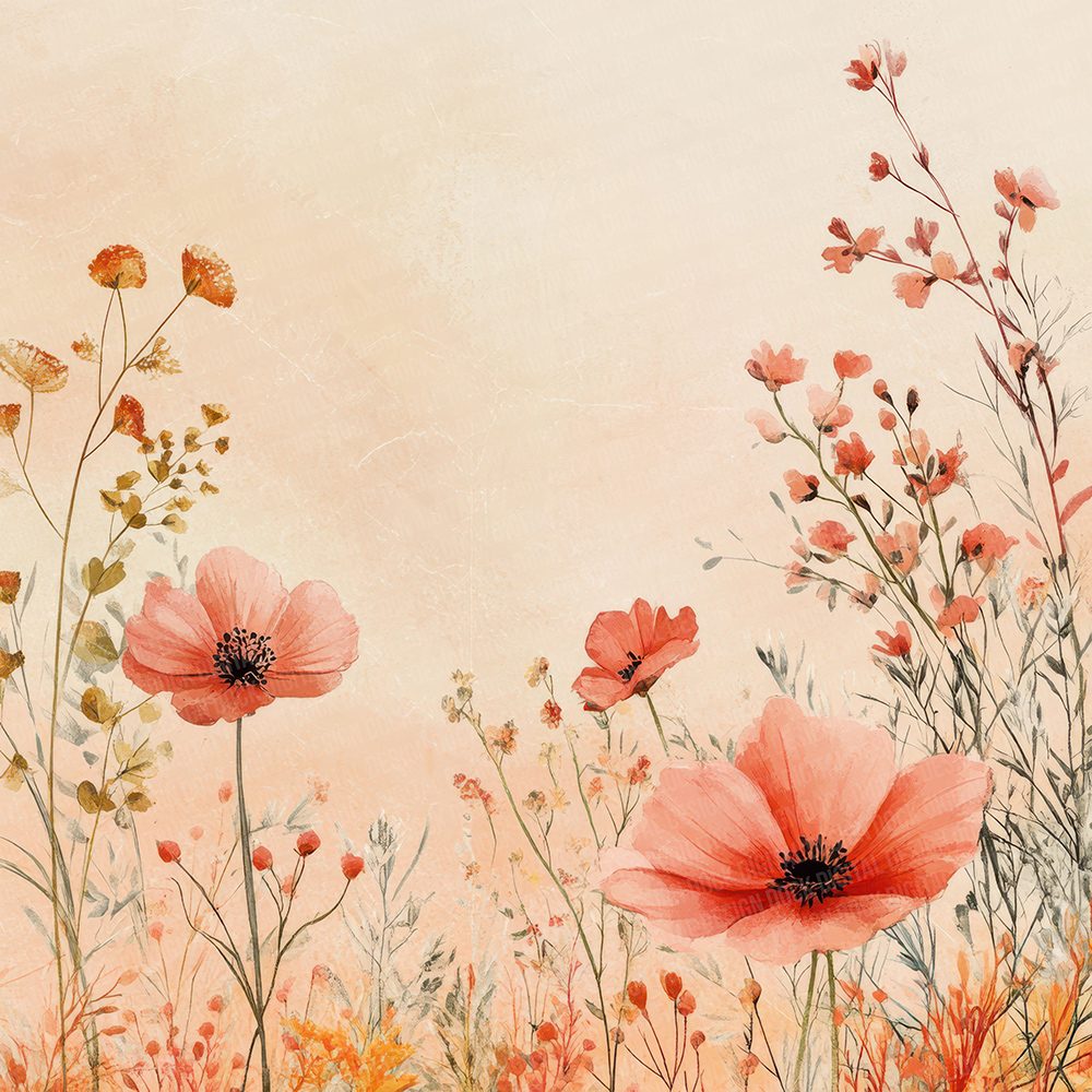 Peach Coral Floral Frame Digital Paper Pack (DDD002952)