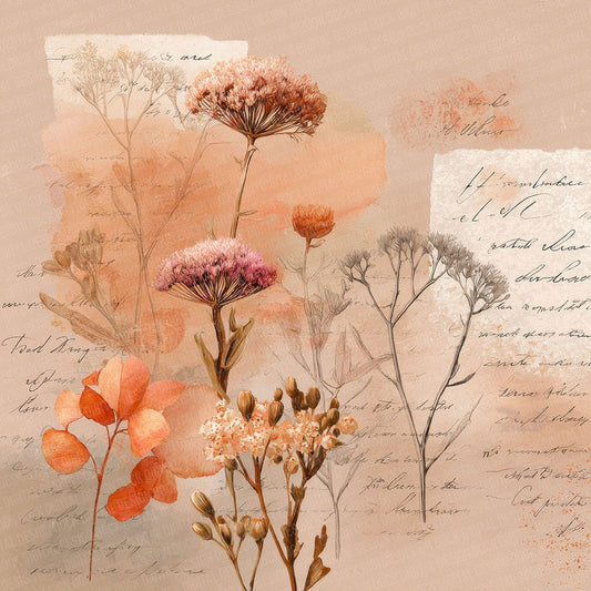 Peach Dune Botanical Notes Digital Paper Pack (DDD002954)