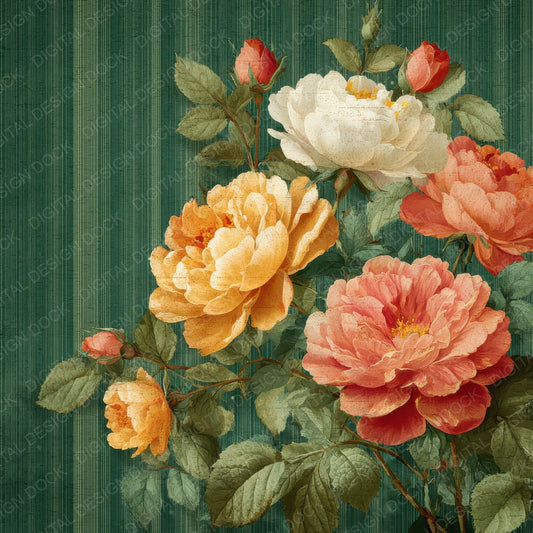Peach Rose Stripe Digital Paper Pack (DDD007699)