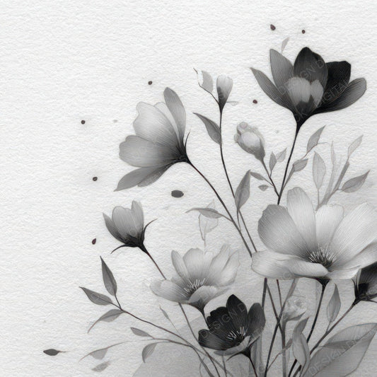 Pencil Sketch Floral Background Digital Paper Pack (DDD007862)