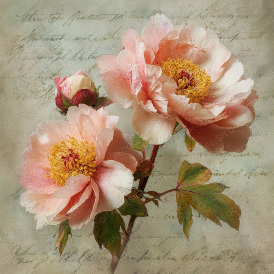 Peony Postcard Script Digital Paper Pack (DDD007700)