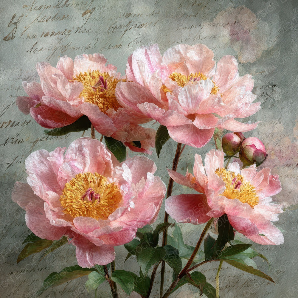 Peony Postcard Script Digital Paper Pack (DDD007700)