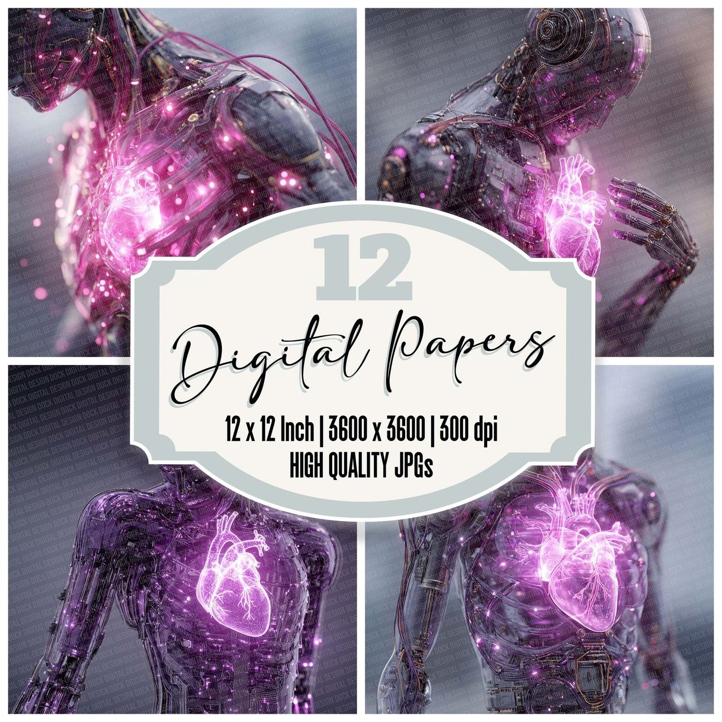 Plasma Heart Robot Anatomy Digital Paper Pack (DDD007704)