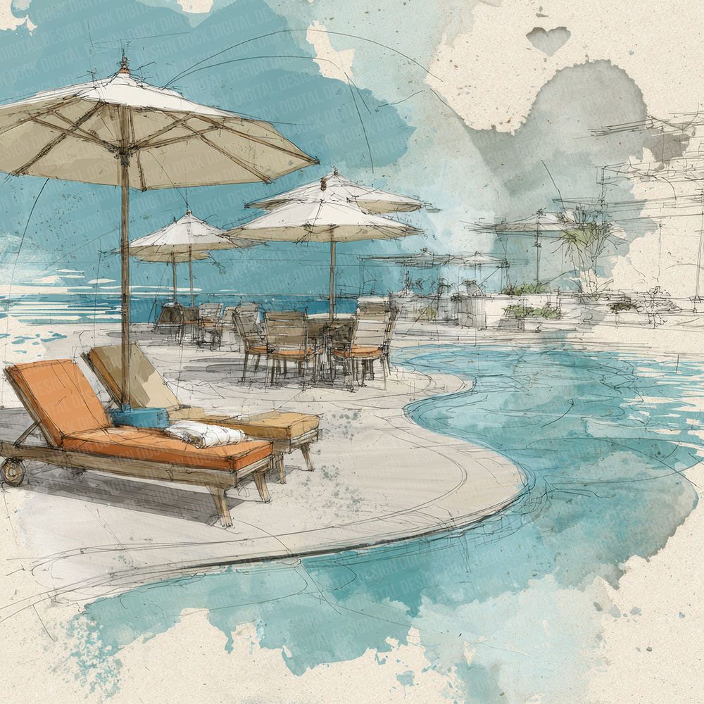 Poolside Travel Line Wash Digital Paper Pack (DDD003042)