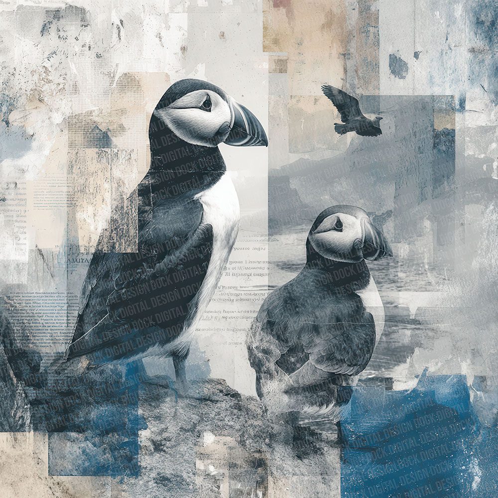 Puffin Coastal Moodboard Digital Paper Pack (DDD003096)