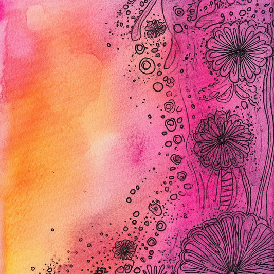 Rainbow Bloom Linework Digital Paper Pack (DDD003131)